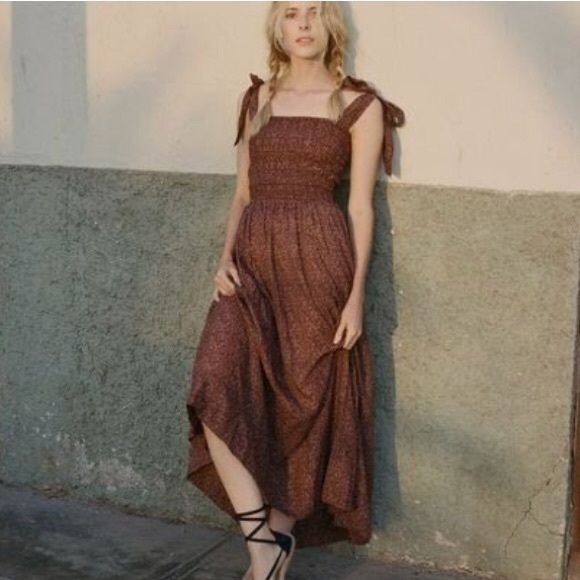 SOLD  doen Jasmine Dress in Rust Ditsy Floral - Picture 1 of 5